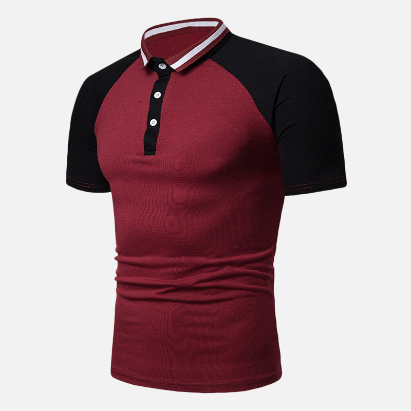 Men’s Contrast Color Turn Down Collar Short Sleeve Golf Shirts