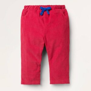 Baby Jersey-Lined Cord Trousers – Cherry Tomato Red Apples