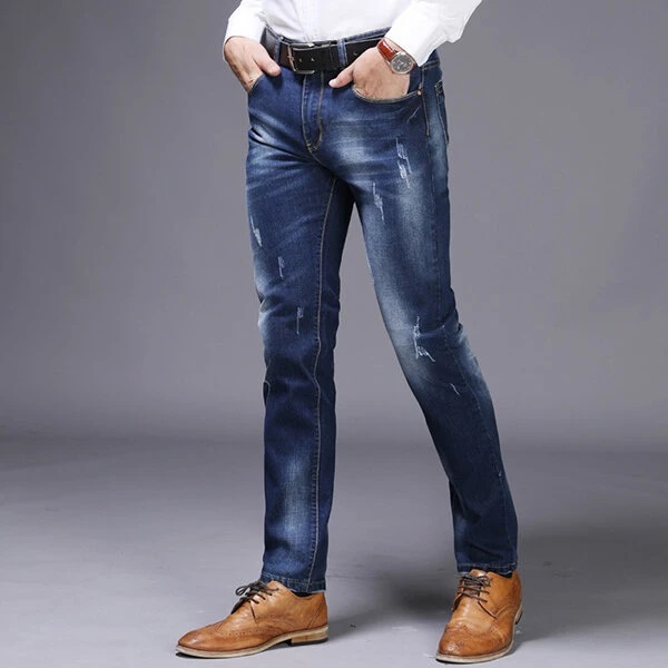 Men’s Acid Wash Straight Legs Slim Ripped Jeans