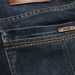 6 135 Black Spring Elastic Straight Fit Loose Long Jeans