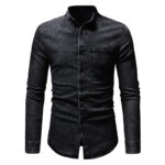 Men’s Denim Single Breasted Striped Long Sleeve Shirts