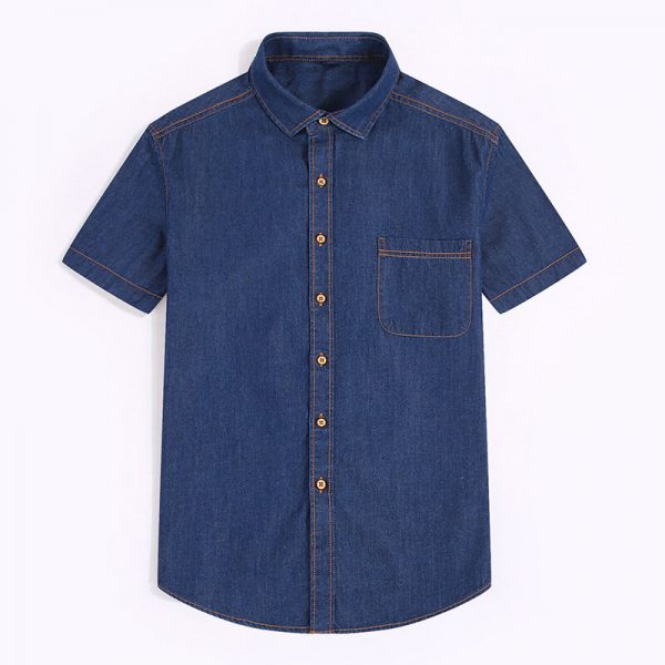 Denim Turn down Collar Short Sleeve Casual Shirts