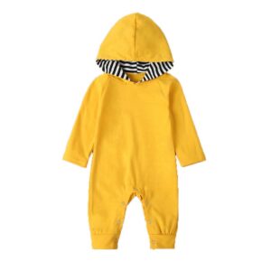 Baby Solid Color Cotton Long Sleeves Hooded Rompers