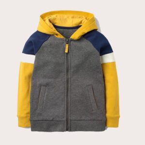 Boys Color block Zip-Up Hoodie