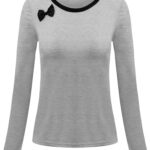 Casual Patchwork Long Sleeve Casual Ladies T-Shirts