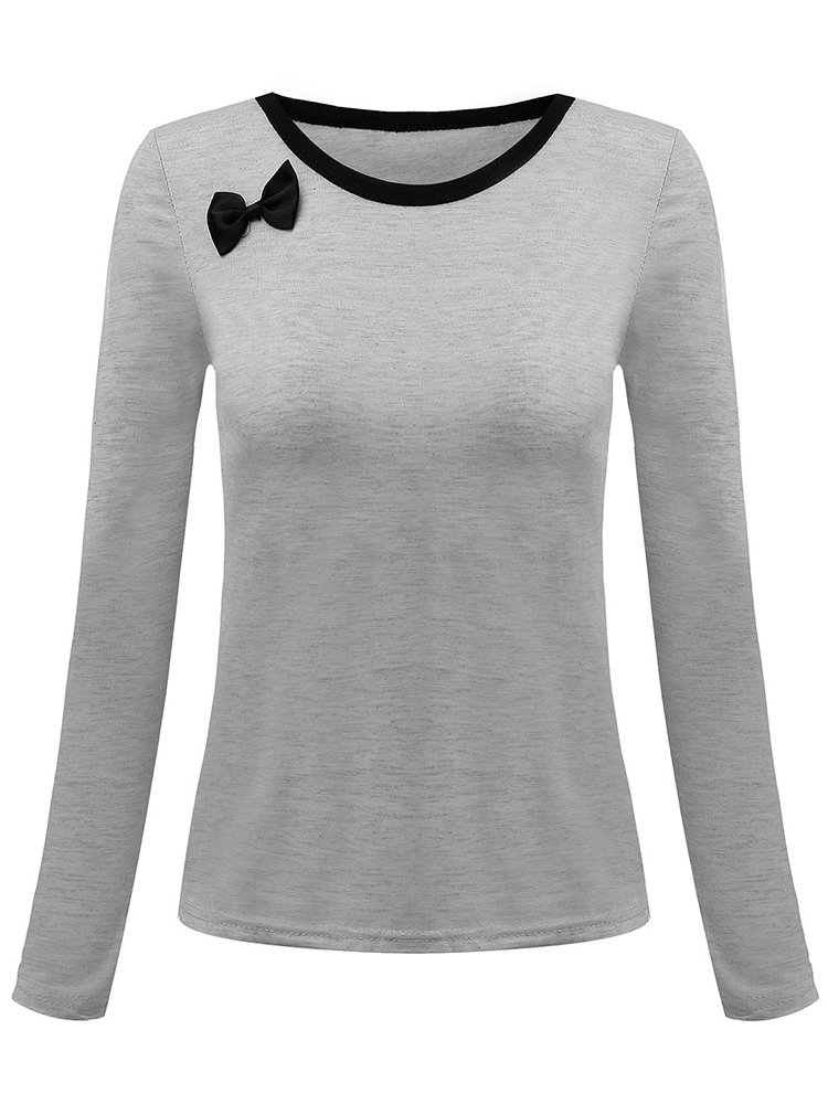 Casual Patchwork Long Sleeve Casual Ladies T-Shirts