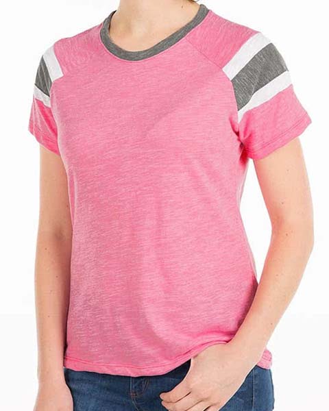 Ladies Cotton Striped Sleeve T‑shirt