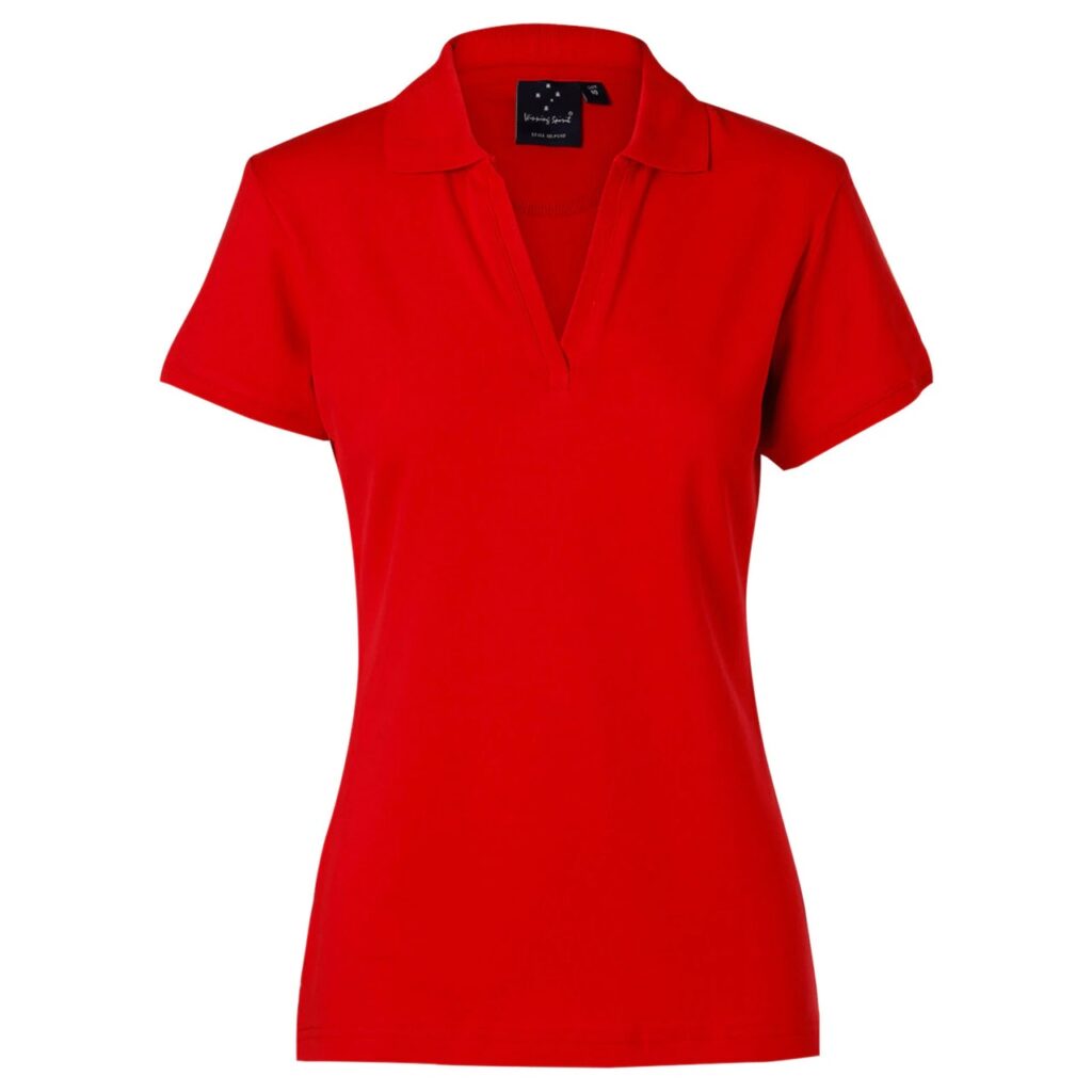Ladies Cotton Polo Shirt Button Less Short Sleeve
