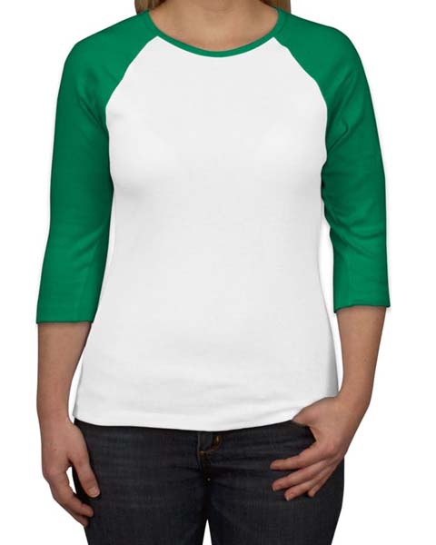 Canvas Raglan Crew Neck Ladies Juniors T shirts