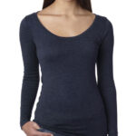 Tri-Blend Scoop Neck Long Sleeve Ladies T-shirts