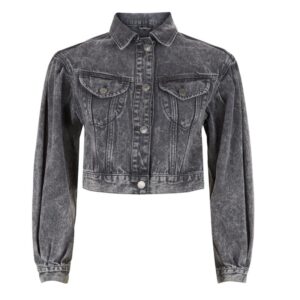 Women’s Black Puff Sleeve Denim Jacket