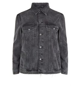 Women’s Curves Black Acid Wash Oversized Denim Jacket