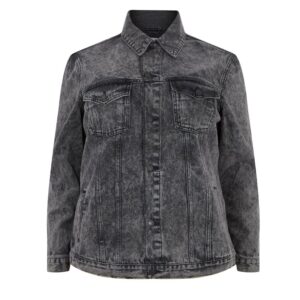 Women’s Black Acid Wash Oversized Denim Jacket