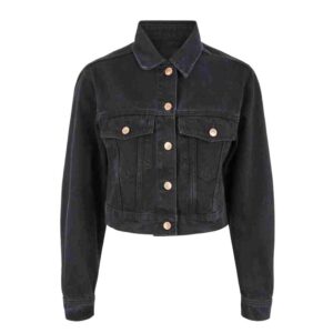 Women Black Crop denim jacket
