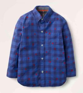 Boys Casual Twill Shirt 3Y-12Y Navy Gingham Star