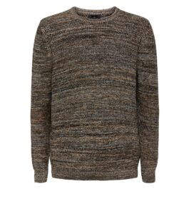 Men’s Brown Space Dye Knit Crew Neck Jumper