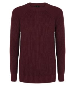 Men’s Burgundy Raglan Sleeve Crew Neck Jumper