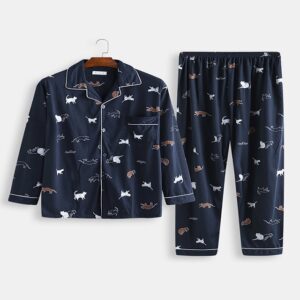 Men’s Cute Cat Print Pajamas Sets