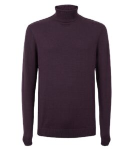 Mens Dark Purple Roll Neck Jumper sweater