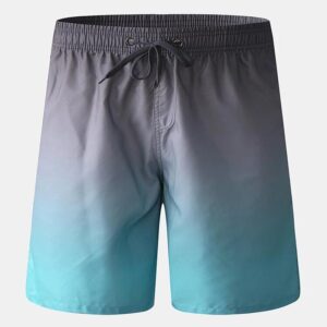 Mens Gradient Bottoms Elastic Waist Drawstring Board Shorts Men's Casual Shorts