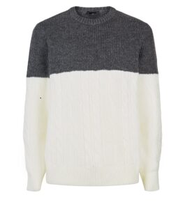 Men’s Grey Color Block Cable Knit Jumper