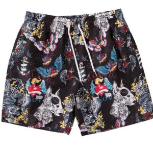 Men’s Halloween Print Black Beach Shorts