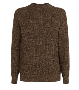 Men’s Light Brown Tuck Stitch Crew Neck Jumper