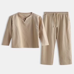 Men’s Linen Plain Pajamas Sets