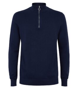 Mens Navy Zip Neck Jumper sweater