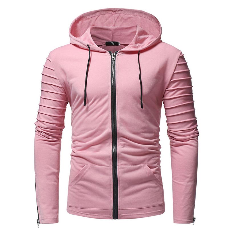Men’s Pure Color Zipper Hoodie