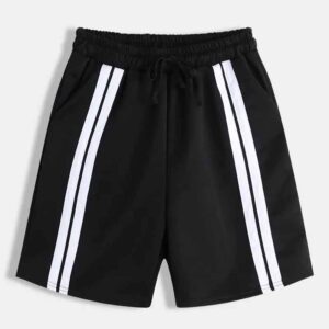 Mens Side Striped Sports Drawstring Elastic Waist Shorts Men's Casual Shorts