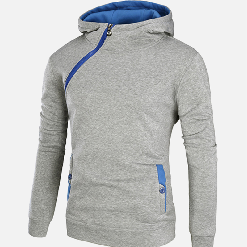 Mens Solid Color Side Zipper Casual Sport Hoodie hoodie
