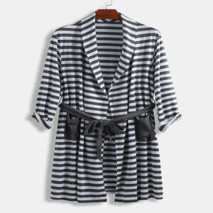 Men’s Striped Long Satin Kimono