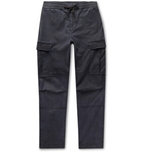 Men’s Tapered Garment-Dyed Lyocell-Blend Twill Drawstring Cargo Trousers