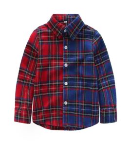 Plaid Patchwork Boys Long Sleeve Shirts