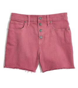 Women’s Button Front High Waist Garment Dyed Shorts