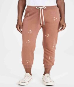 Women’s Cropped Sweatpants with Daisy Embroidery