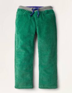 Boys Cosy Lined Cord Trousers – Forest Green Cord