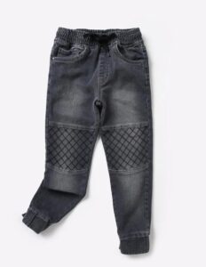 Boys Denim Joggers with Embroidered Panels