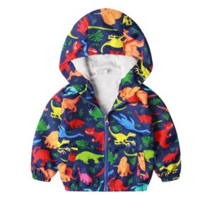 Boys Kids Waterproof Dinosaur Print Raincoat Jacket
