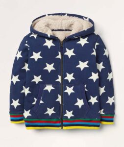 Boys Printed Lined Zip-Up Hoodie