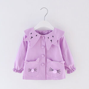 Girls Cute Jacket Turn Down Collar Windbreaker Coats