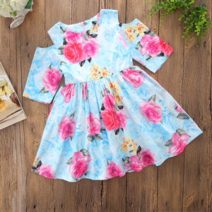 Girl’s Kids Off Shoulder Short Sleeve Princess Dresses