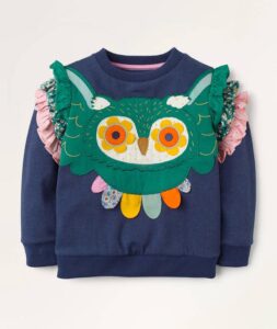 Girl’s Owl Appliqué Sweatshirt