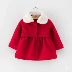 Girls Winter Coat Toddler Turn Down Collar Woolen Jacket